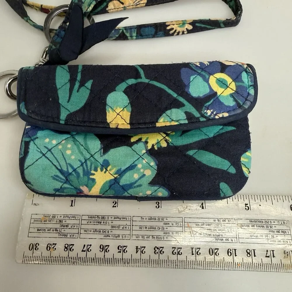 Vera Bradley Moonlight Garden - Iconic Zip ID Case & Lanyard Wallet Floral EUC